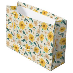 Sacola Para Presentes Grande Padrão de Flor Amarelo