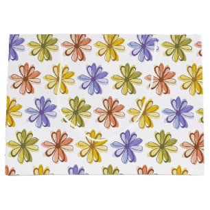 Sacola Para Presentes Grande Padrão de Flor Elegante