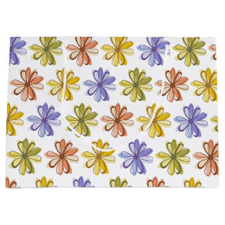 Sacola Para Presentes Grande Padrão de Flor Elegante