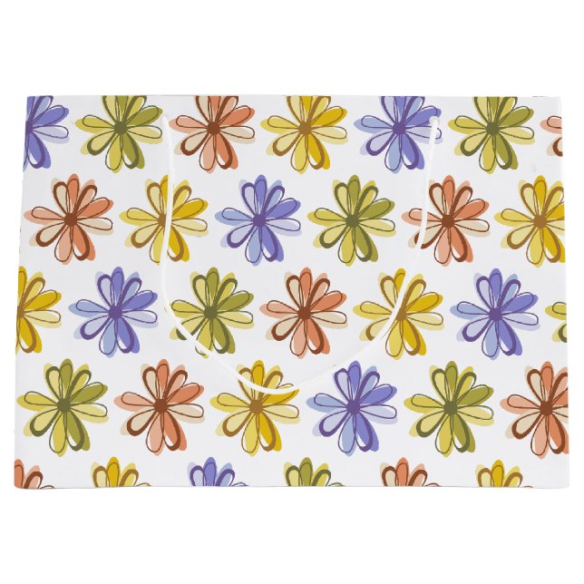 Sacola Para Presentes Grande Padrão de Flor Elegante (Frente)