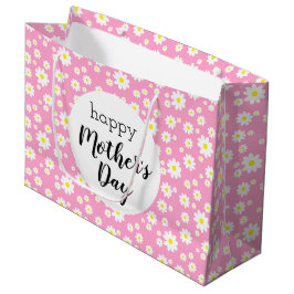 Sacola Para Presentes Grande Padrão de Flor Rosa-Rosa-Dia de as mães Feliz