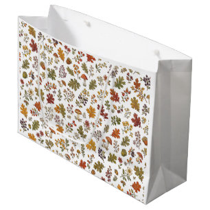 Sacola Para Presentes Grande Padrão de Folha Floral de Cogumelo da Floresta de