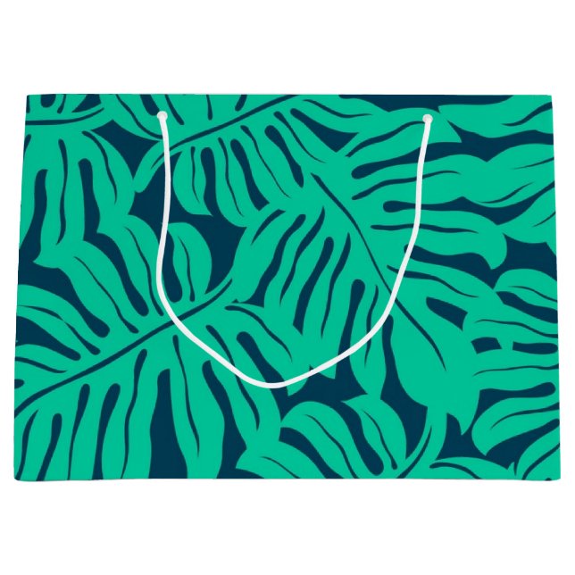 Sacola Para Presentes Grande Padrão de folhas (Frente)