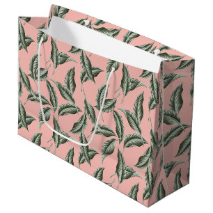 Sacola Para Presentes Grande Padrão de Folhas de Jardim Tropicais