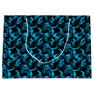 Sacola Para Presentes Grande Padrão de Freestyles de Ciclo.b x4 Preto BG