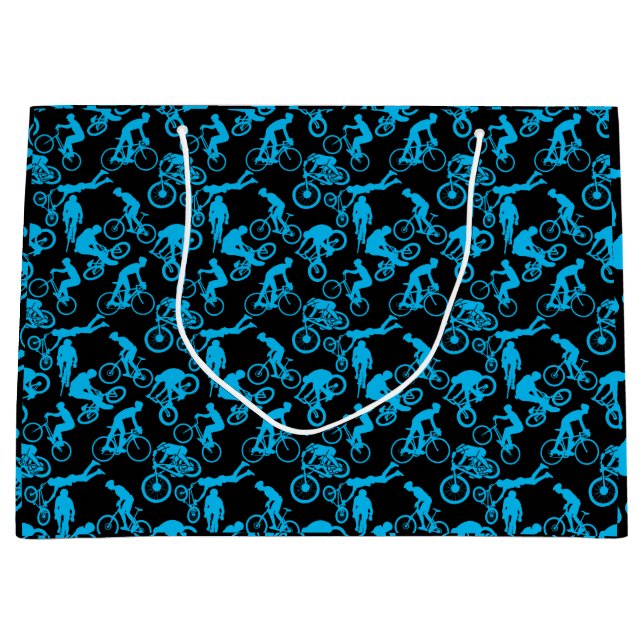 Sacola Para Presentes Grande Padrão de Freestyles de Ciclo.b x4 Preto BG (Frente)