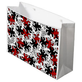 Sacola Para Presentes Grande Padrão de Geckos Mosaicos - preto vermelho
