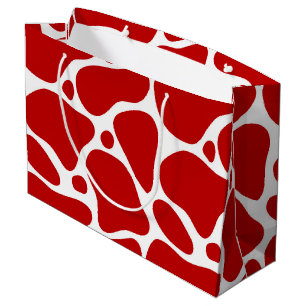Sacola Para Presentes Grande Padrão de Girafa Branco e Vermelho