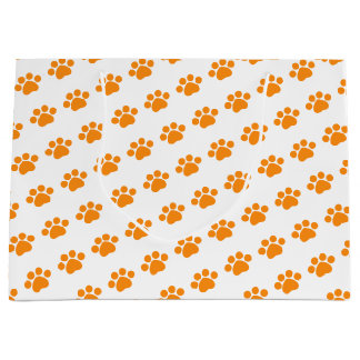 Sacola Para Presentes Grande Padrão de impressão de pata laranja