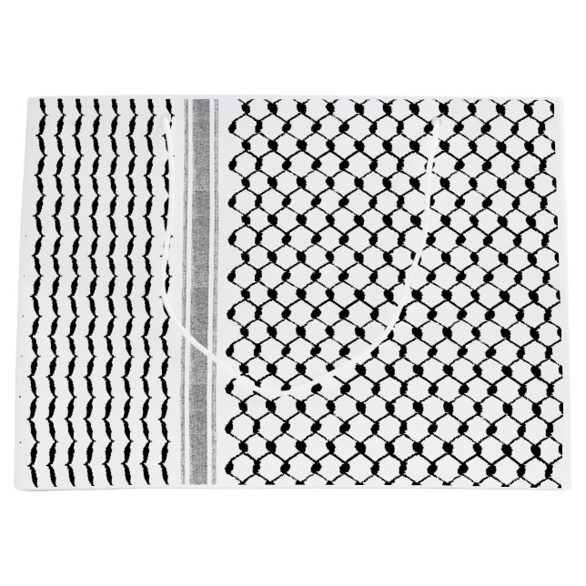 Sacola Para Presentes Grande Padrão de Kufiya Árabe Palestiniano Personalizado (Frente)