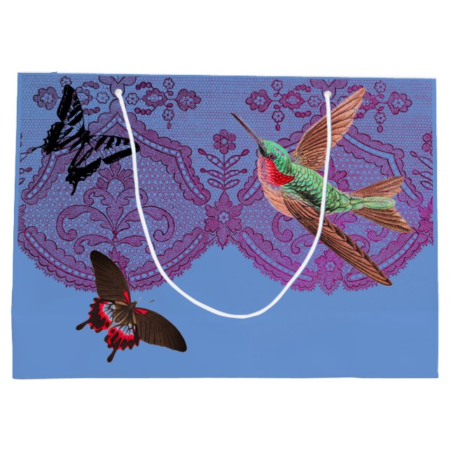 SACOLA PARA PRESENTES GRANDE PADRÃO DE LACE ANTIQUANTO DO SACO DE PRESENTE COM  (Verso)