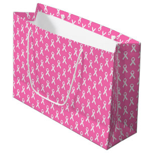 Sacola Para Presentes Grande Padrão de Laço Rosa de Conscientização sobre o Cân
