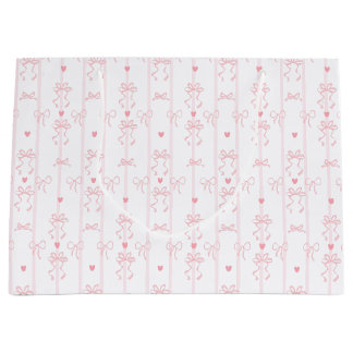 Sacola Para Presentes Grande Padrão de Laço Rosa Fofo | Estética Coquette