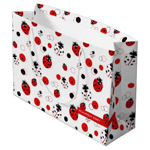 Sacola Para Presentes Grande Padrão de Ladybug vermelho, preto e branco simple