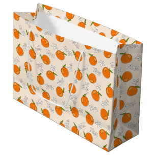 Sacola Para Presentes Grande Padrão de Laranja e Flor