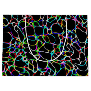 Sacola Para Presentes Grande Padrão de Linha Curva Multicolorida