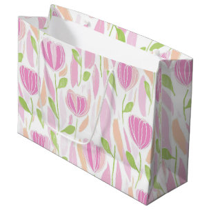 Sacola Para Presentes Grande Padrão de Linha Floral Abstrata Moderna (1)
