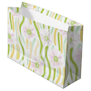 Sacola Para Presentes Grande Padrão de Linha Floral Abstrata Moderna (4)