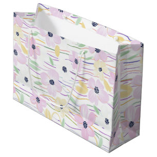 Sacola Para Presentes Grande Padrão de Linha Floral Abstrata Moderna (6)