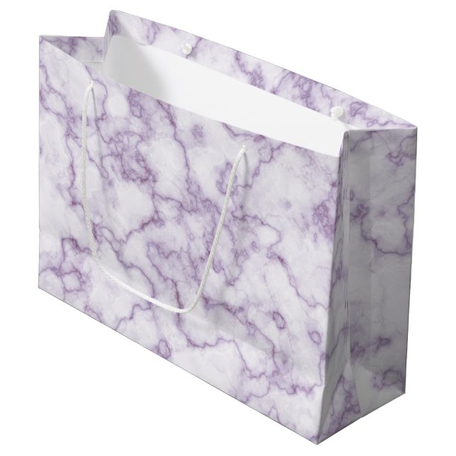 Sacola Para Presentes Grande Padrão de Mármore Roxo (Frente inclinada)