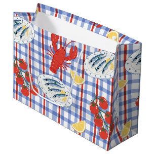 Sacola Para Presentes Grande Padrão de Mercado de Frutos do Mar Mediterrâneo (3