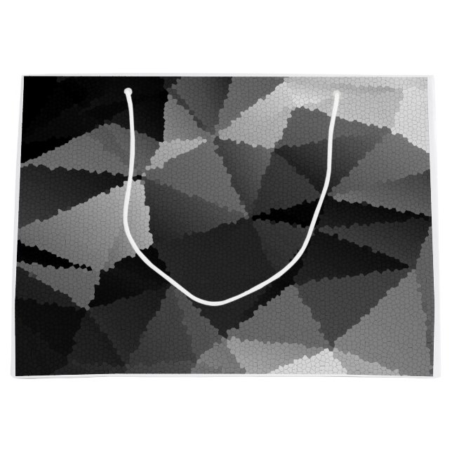 Sacola Para Presentes Grande Padrão de mosaico preto e branco (Frente)