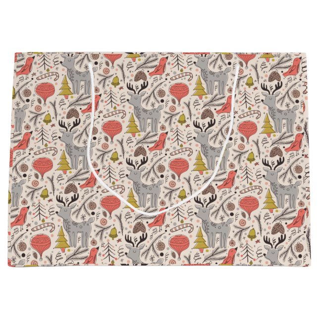 Sacola Para Presentes Grande Padrão de Natal (Frente)