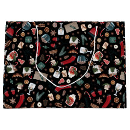 Sacola Para Presentes Grande Padrão de Natal de Hygge Escuro