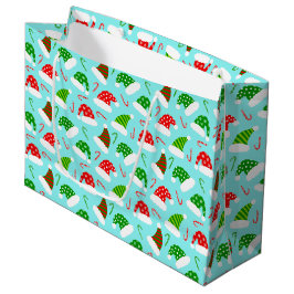 Sacola Para Presentes Grande Padrão de Natal do Santa Hats e das Canas Doces