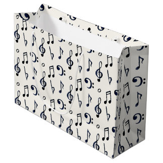 Sacola Para Presentes Grande Padrão de Notas Musicais Cutas