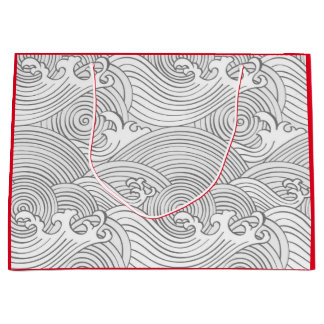 SACOLA PARA PRESENTES GRANDE PADRÃO DE ONDA DE JAPONÊS DE PRESENTE EM VERMELHO