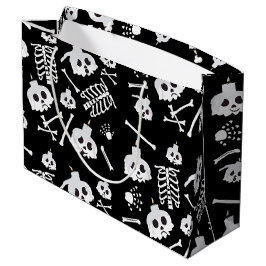 Sacola Para Presentes Grande Padrão de Ossos do Skeleton do Halloween