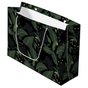 Sacola Para Presentes Grande Padrão de pantera preto moderno