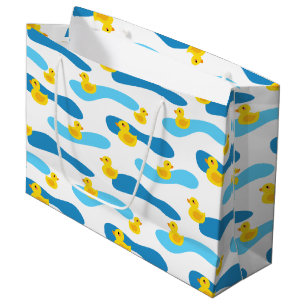 Sacola Para Presentes Grande Padrão de Pato de Borracha Amarelo