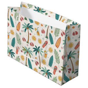 Sacola Para Presentes Grande Padrão de Praia de Verão Tropical (1)