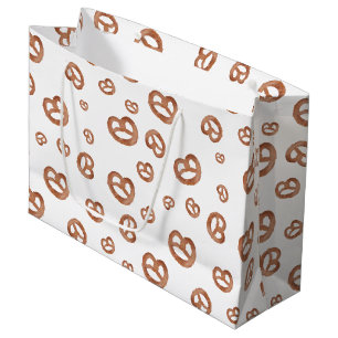 Sacola Para Presentes Grande Padrão de Pretzel de Aquarela Macia Salgada