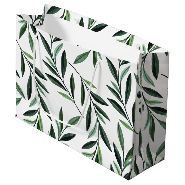 Sacola Para Presentes Grande Padrão de Ramificações de Aquarela (Frente inclinada)