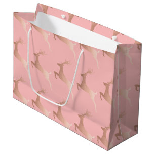 Sacola Para Presentes Grande Padrão de Revista de Natal Cor-de-Rosa Dourada El
