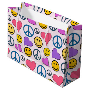 Sacola Para Presentes Grande Padrão de Ria de Amor pela Paz