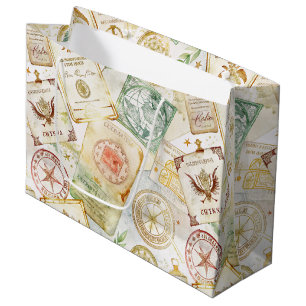 Sacola Para Presentes Grande Padrão de selo de viagem mundial vintage (7)