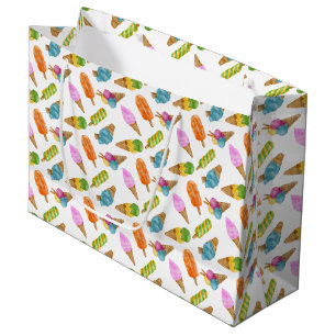 Sacola Para Presentes Grande Padrão de sorvete de coloração aquosa desenhado à
