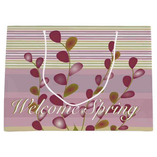 Sacola Para Presentes Grande Padrão de Stripe com Borgonha (Frente)