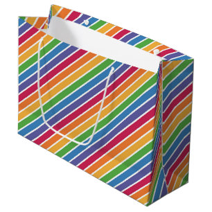 Sacola Para Presentes Grande Padrão de Stripes do Arco-Íris