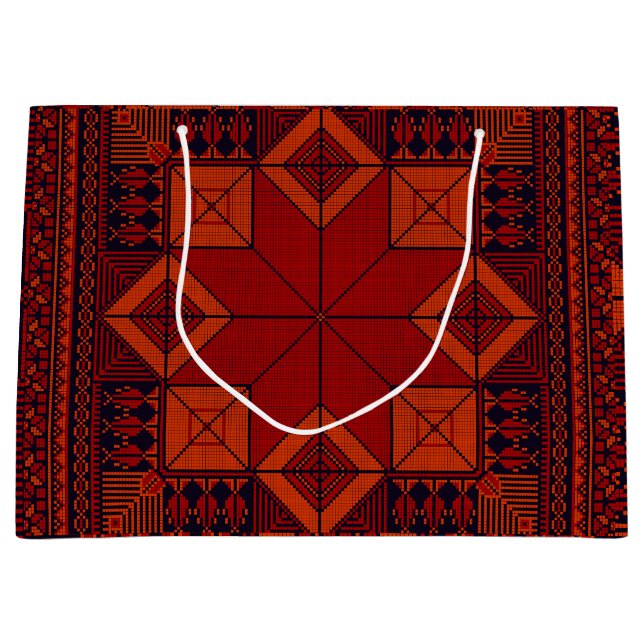 Sacola Para Presentes Grande Padrão de tatreez dos bordados tradicionais da Pal (Frente)