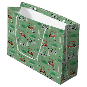 Sacola Para Presentes Grande Padrão de Tema de Golfe Moderno de Carrinhos de Go