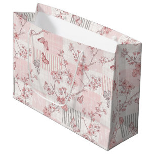 Sacola Para Presentes Grande Padrão de Toile de Borboleta Botânica Vintage (6)