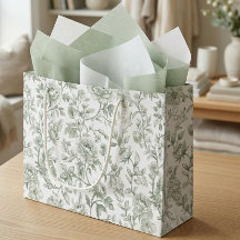 Padrão de Toile Vintage Floral Verde Salvia