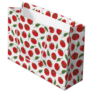 Sacola Para Presentes Grande Padrão De Tomate Vermelho Desenhado À Mão