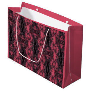 Sacola Para Presentes Grande Padrão de tons pretos e cor-de-rosa escuro e Damas