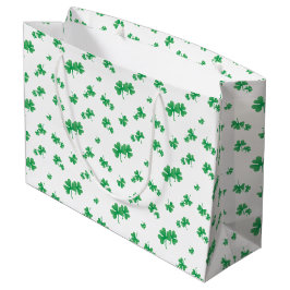 Sacola Para Presentes Grande Padrão de Trevo Irlandês Verde Gradiente